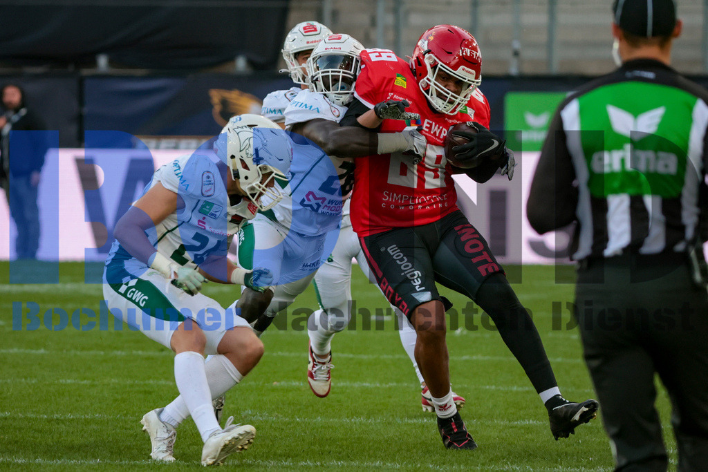  14.10.2023 - 
 | Sebastian Sendlak / Bochumer Nachrichtendienst (BOND) - GFL-Bowl 2023: Schwaebisch Hall Unicorns vs. Potsdam Royals - Realisiert mit Pictrs.com