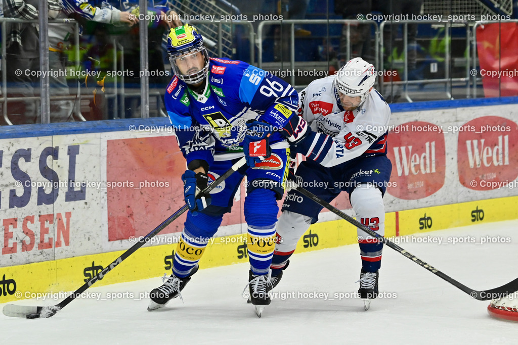 EC IDM WÄRMEPUMPEN VSV vs. HYDRO FEHERVAR AV 19 | #96 HOLWAY Patrick EC VSV, #43 Gaunce Cameron HYDRO FEHERVAR, EC IDM WÄRMEPUMPEN VSV vs. HYDRO FEHERVAR AV 19, EC IDM WÄRMEPUMPEN VSV vs. HYDRO FEHERVAR AV 19 am 20.11.2024 in Villach (Stadthalle Villach), Austria, (Photo by Bernd Stefan)