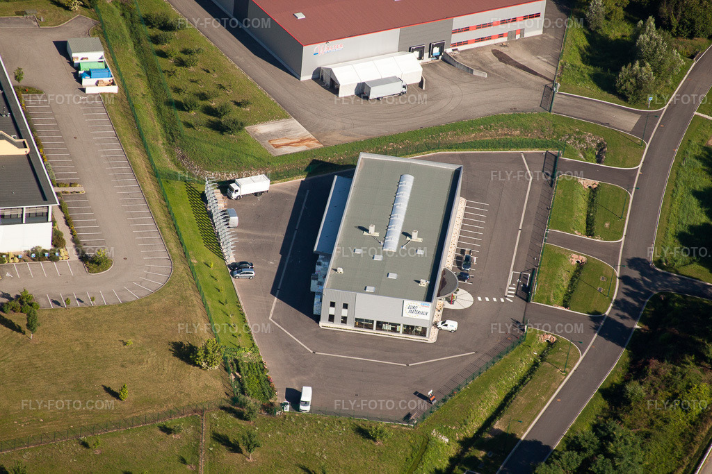 Aerial view: Euromateriaux in the district Altenstadt in Wissembourg in the state Bas-Rhin, France.Photo: IMG_31122.jpg taken on 08/07/2010 by Werner Riehm/FLY-FOTO.comResolution of the original: 4752 x 3168 px