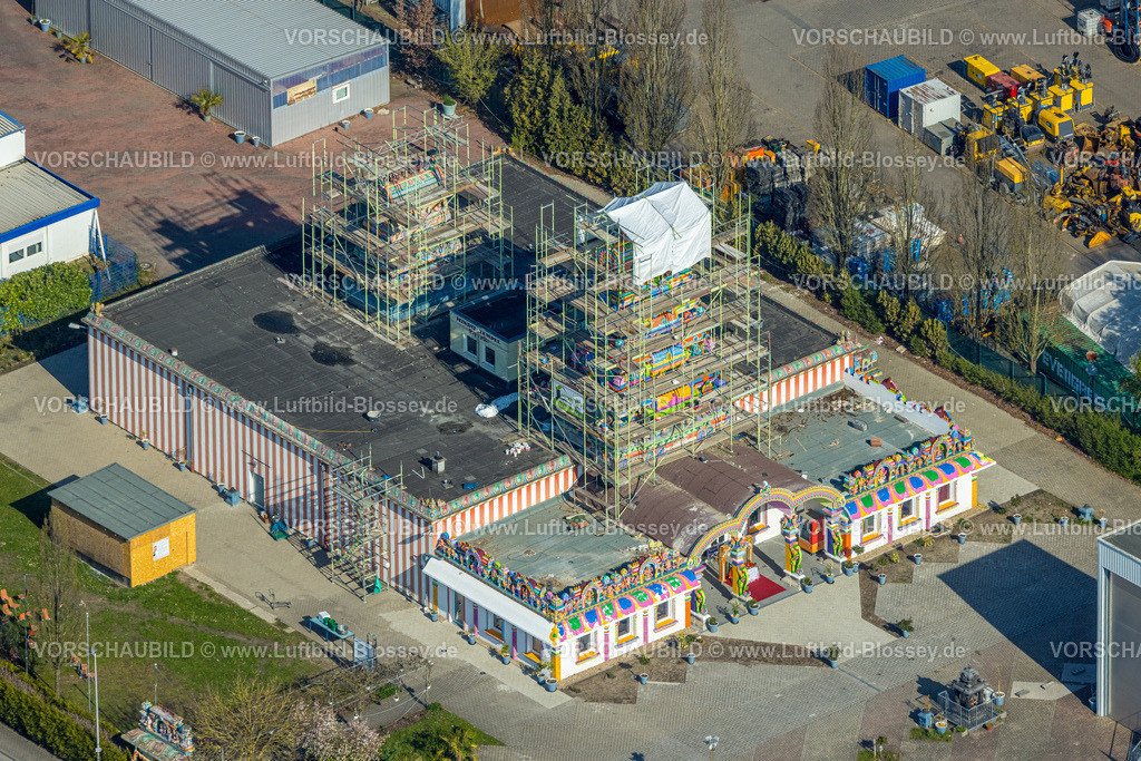 Hamm260400130Uentrop | Luftbild, Sri-Kamadchi-Ampal-Tempel, Baustelle mit Baugerüst und Renovierung, Uentrop, Hamm, Ruhrgebiet, Nordrhein-Westfalen, Deutschland