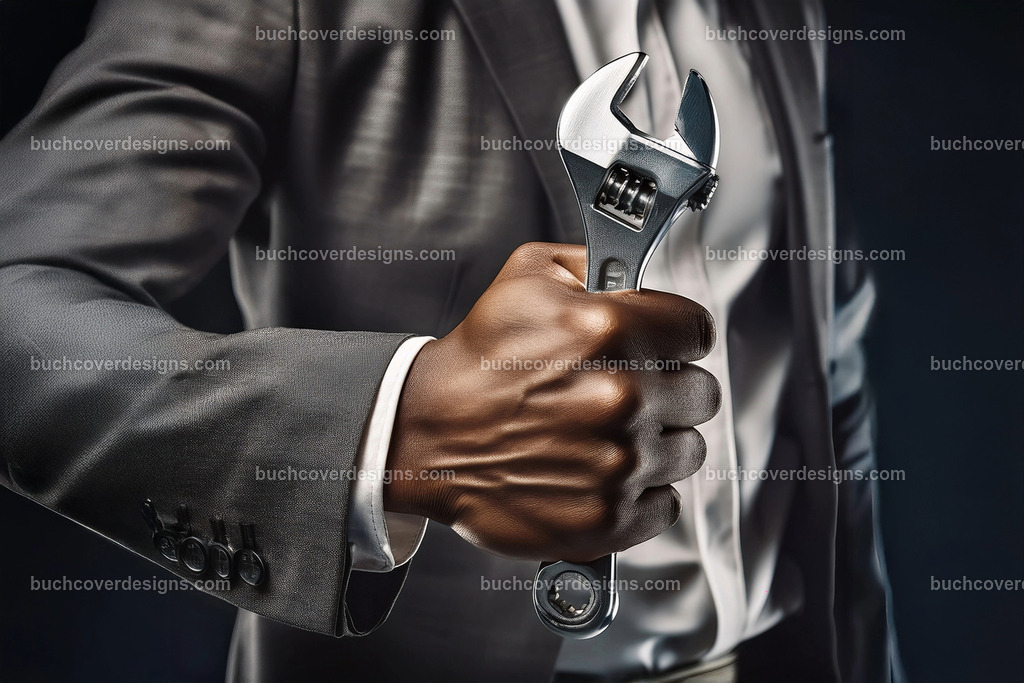 buisness mann hand holding a mechanic tool | Entdecken Sie kreative Buch Cover Designs für Self-Publishing-Autoren und Verlage! Unsere maßgeschneiderten Designs ziehen Leser an und bringen Ihre Geschichten visuell zum Leben. Lassen Sie uns Ihr perfektes Cover gestalten!