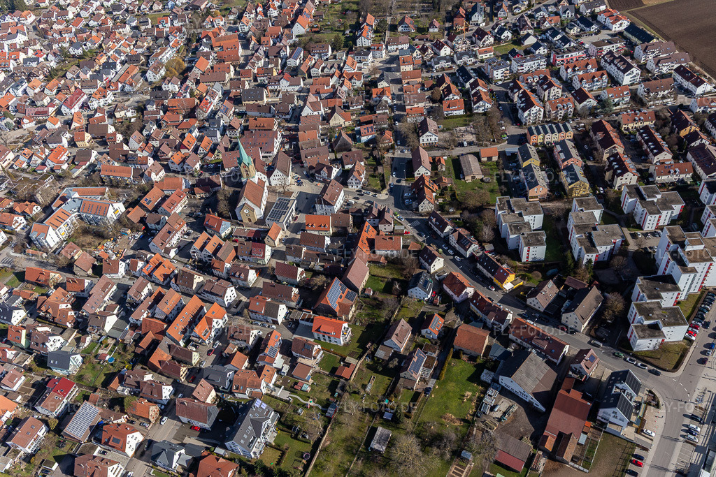 Luftbild: Weil der Städter Straße in Renningen im Bundesland Baden-Württemberg in Deutschland. Foto: IMG_125072.jpg vom 20.02.2021 durch Werner Riehm/FLY-FOTO.de