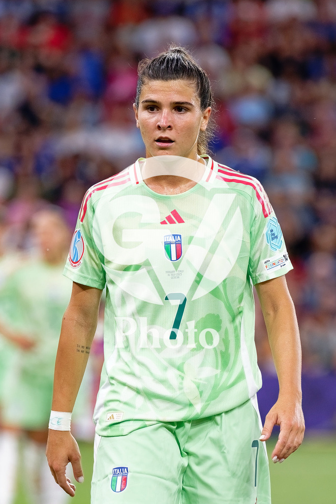 Norway v Italy - UEFA Women's EURO 2025 Quarter-Final | GENEVA, SWITZERLAND - JULY 16: Sofia Cantore of Italy looks on  during the UEFA Women's EURO 2025 Quarter-Final match between Norway and Italy at Stade de Geneve on July 16, 2025 in Geneva, Switzerland. (Photo by Giuseppe Velletri/Sports Press Photo/Getty Images)