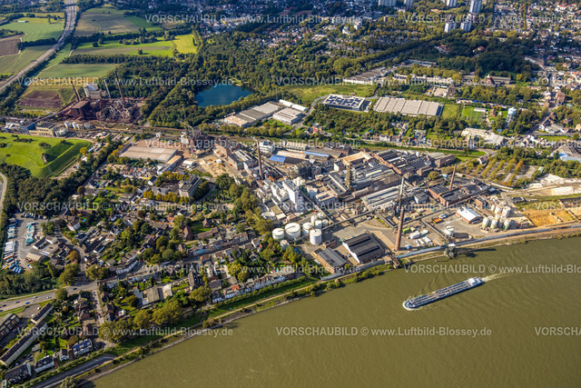 Duisburg241004220 | Luftbild, Venator Chemiewerk Hafengebiet, Binnenschifffahrt Fluss Rhein, Neuenkamp, Duisburg, Ruhrgebiet, Nordrhein-Westfalen, Deutschland