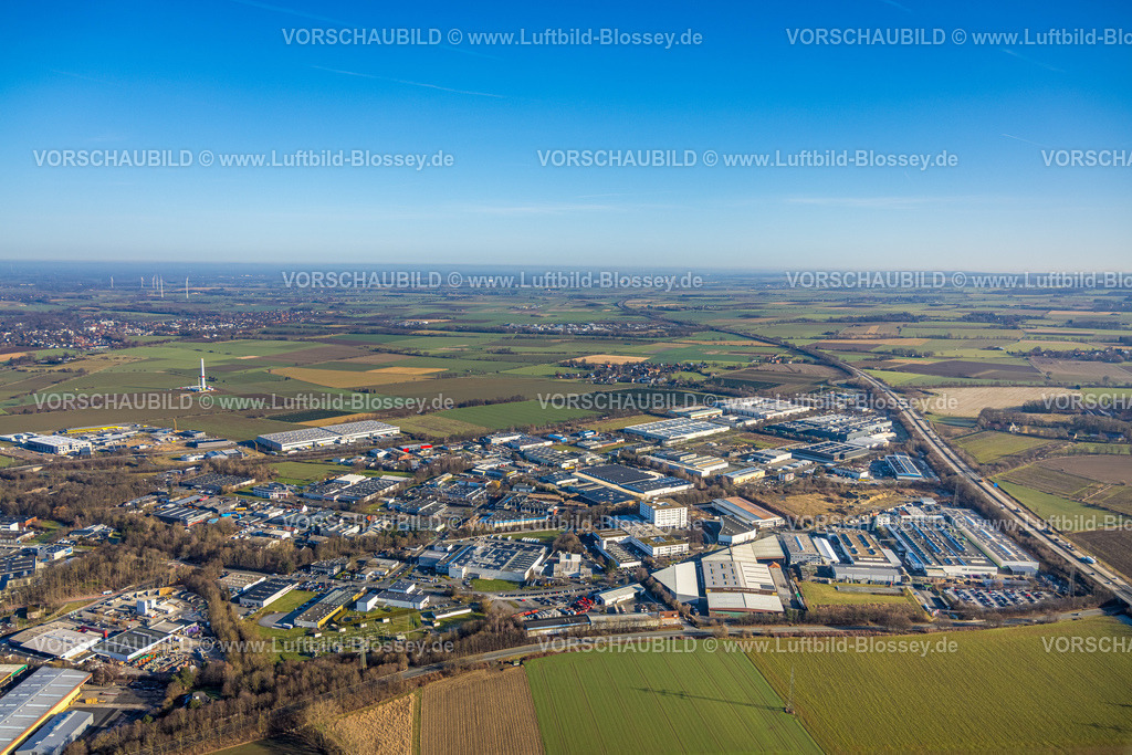 Soest260103987 | Luftbild, Gewerbegebiet Süd-Ost am Overweg an der Autobahn A44, hinten Gewerbegebiet Baustelle Wasserfuhr, ALSO Soest Elektrofachmarkt Opmünder Weg, Fernsicht, Müllingsen, Soest, Südwestfalen, Nordrhein-Westfalen, Deutschland