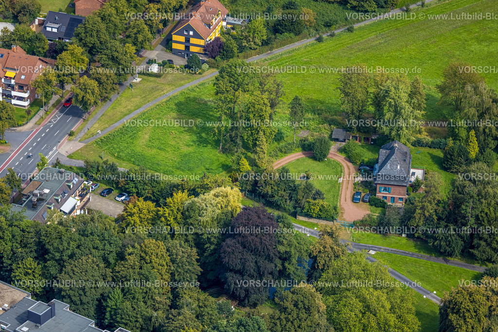Hamm230902480 | Luftbild, Wohnhaus mit blauen Fensterrahmen Am Haus Kentrop, Mitte, Hamm, Ruhrgebiet, Nordrhein-Westfalen, Deutschland