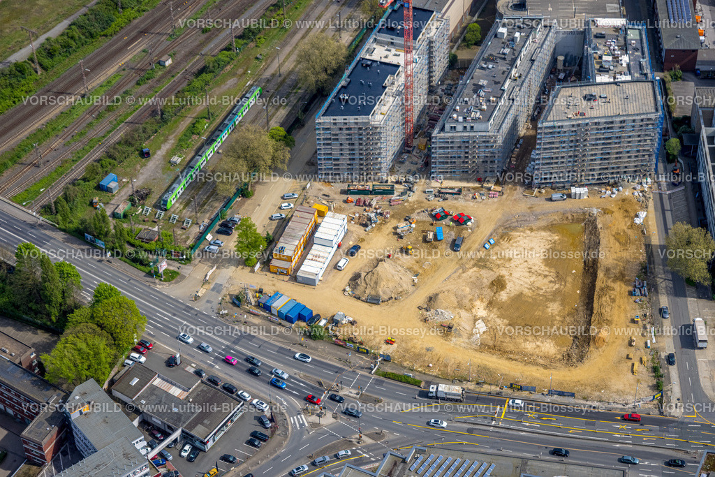 Essen240400700 | Luftbild, Baustelle neues Literatur Quartier für Büros und Wohnungen zwischen der Sachsenstraße und Bert-Brecht-Straße, Südviertel, Essen, Ruhrgebiet, Nordrhein-Westfalen, Deutschland