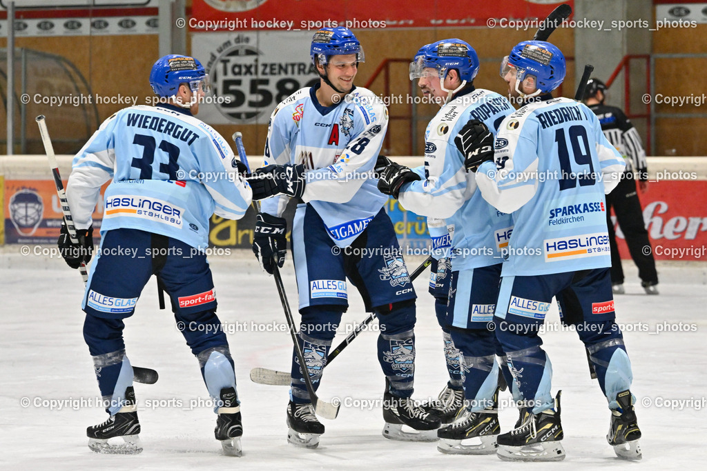 EC Spittal Hornets vs. ESC Steindorf 7.12.2022 | Jubel ESC Steindorf Mannschaft, #33 Wiedergut Andreas, #28 Bacher Stefan, #6 Ropatsch Patrick, #19 Friedrich Lukas