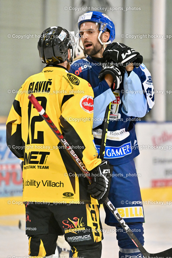 ESC Steindorf vs. MET PHOTOVOLTAIK HORNETS SPITTAL | #12 Glavic Gasper EC Hornets Spittal, #43 Oraze Martin ESC Steindorf, ESC Steindorf vs. MET PHOTOVOLTAIK HORNETS SPITTAL, ESC Steindorf vs. MET PHOTOVOLTAIK HORNETS SPITTAL am 26.10.2024 in Steindorf (Ossiachersee Halle), Austria, (Photo by Bernd Stefan)