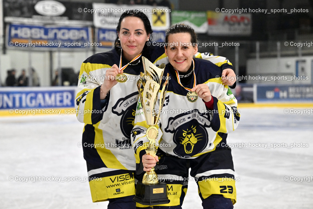 WILDCATS PATERNION & Lady Hawks Siegerehrung-Meisterfeier | #11 Tschernutter Lara WILDCATS PATERNION, #23 Stuppnig Iris WILDCATS PATERNION, WILDCATS PATERNION &amp; Lady Hawks Siegerehrung-Meisterfeier, WILDCATS PATERNION &amp; Lady Hawks Siegerehrung-Meisterfeier am 12.03.2025 in Steindorf (Ossiachersee Halle), Austria, (Photo by Bernd Stefan)