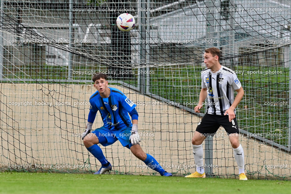 SVG Bleiburg vs. SAK 23.9.2023 | #1 Alexander Manfred Hautz SVG Bleiburg, #8 Marcel Florian Primozic SVG Bleiburg, SVG Bleiburg vs. SAK 23.9.2023, SVG Bleiburg vs. SAK am 23.09.2023 in Bleiburg (Karl Kornberger Stadion), Austria, (Photo by Bernd Stefan)