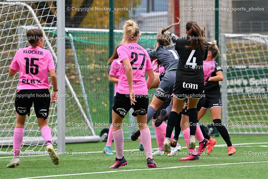 Liwodruck Carinthians Hornets vs. FC Pingau Saalfelden Frauen 29.10.2023  | #15 Marie Sophie Klocker, #27 Jasmin Michelle Ortner, #1 Anja Meier, #4 Katrina Wetherell