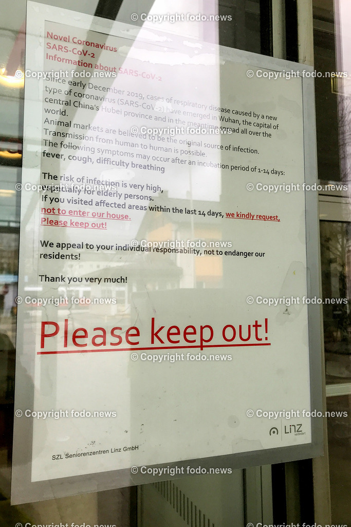 Corona_ 5 Jahre Covid Lockdown_ 15.03.2025-6 | 15.03.2025, Linz, AUT, Corona, 5 Jahre Covid Lockdown, im Bild Stadtansichten, Themenbild, Schild, Hinweis, SARS Virus, Verbot, Zutritt, Seniorenheim
