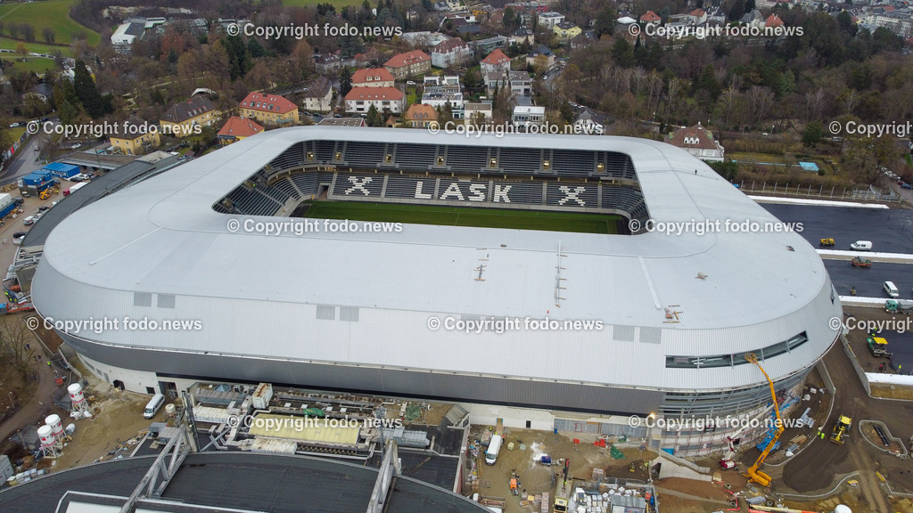 Raiffeisen Arena Linz_ Stadion_ 31.01.2023-2 | 31.01.2023, Raiifeisenarena Linz, AUT, im Bild Raiffeisen Arena Linz, Drohne