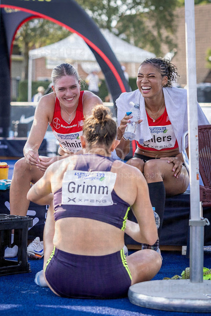 Multisport Event; Ratingen, 27.06.2026 | RATINGEN, GERMANY - JUNE 27, 2026 : Marie Dehning (GER / Germany), Anna-Elisabeth Ehlers (GER / Germany) and Vanessa Grimm (GER / Germany) after the 200m competing during the Multisport Event at Stadion Ratingen on June 27, 2026 in Ratingen, Germany.