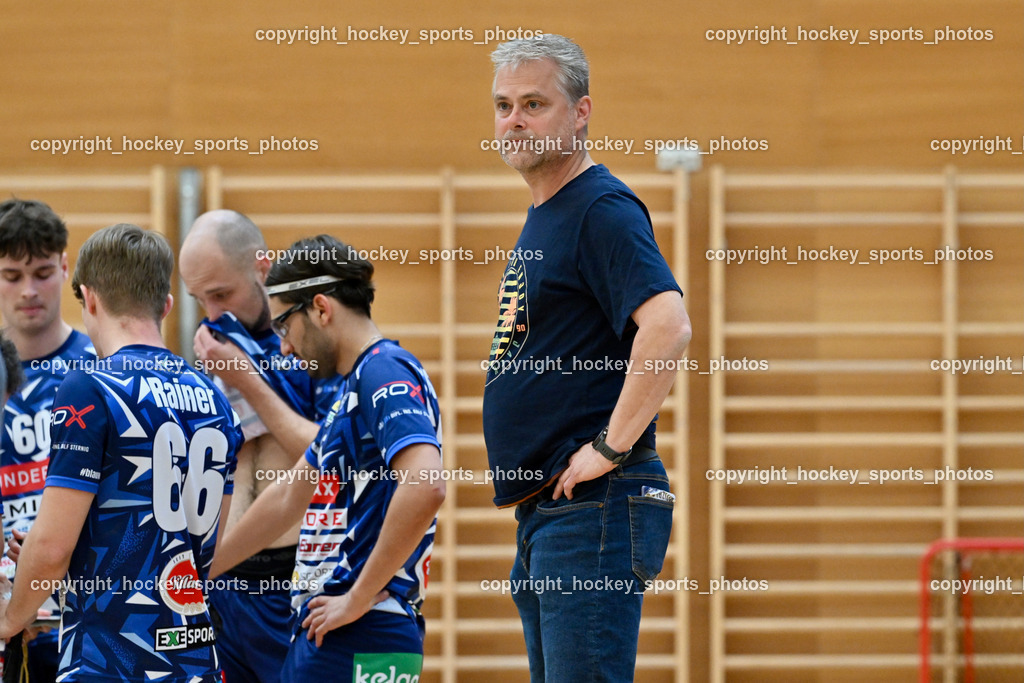 VSV Unihockey vs. Wiener Floorball Verein | Asisstentcoach VSV Unihockey Stephan Achernig, VSV Unihockey vs. Wiener Floorball Verein, VSV Unihockey vs. Wiener Floorball Verein am 18.05.2025 in Villach (Ballspielhalle St. Martin), Austria, (Photo by Bernd Stefan)