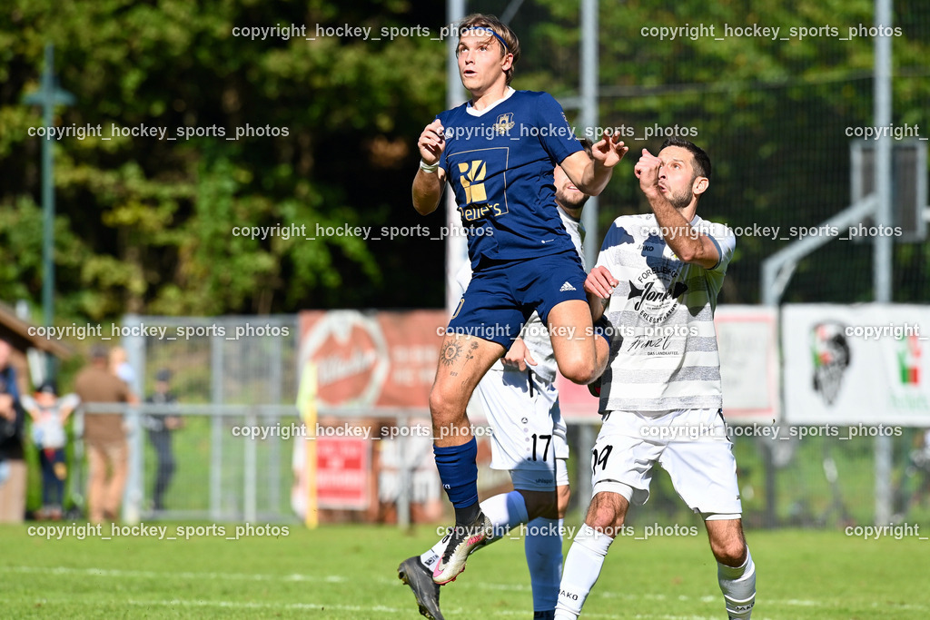 ATUS Velden vs. ASKÖ Köttmannsdorf 7.10.2023 | #10 Lukas Lausegger ATUS Velden, #19 Christopher Sallinger Köttmannsdorf, ATUS Velden vs. ASKÖ Köttmannsdorf 7.10.2023, ATUS Velden vs. ASKÖ Köttmannsdorf am 07.10.2023 in Velden (Wald Arena Velden), Austria, (Photo by Bernd Stefan)