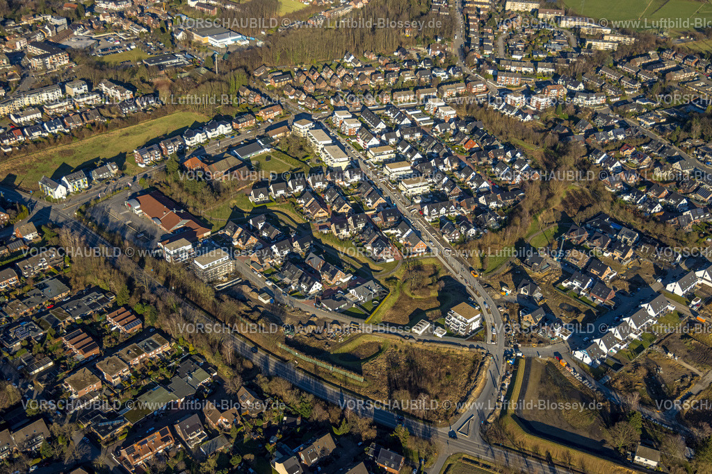 Bottrop240107809 | Luftbild, Wohngebiet Schultenkamp, zwischen Rentforter Straße und Kirchhellener RIng, Rewe Supermarkt, Kirchhellen, Bottrop, Ruhrgebiet, Nordrhein-Westfalen, Deutschland