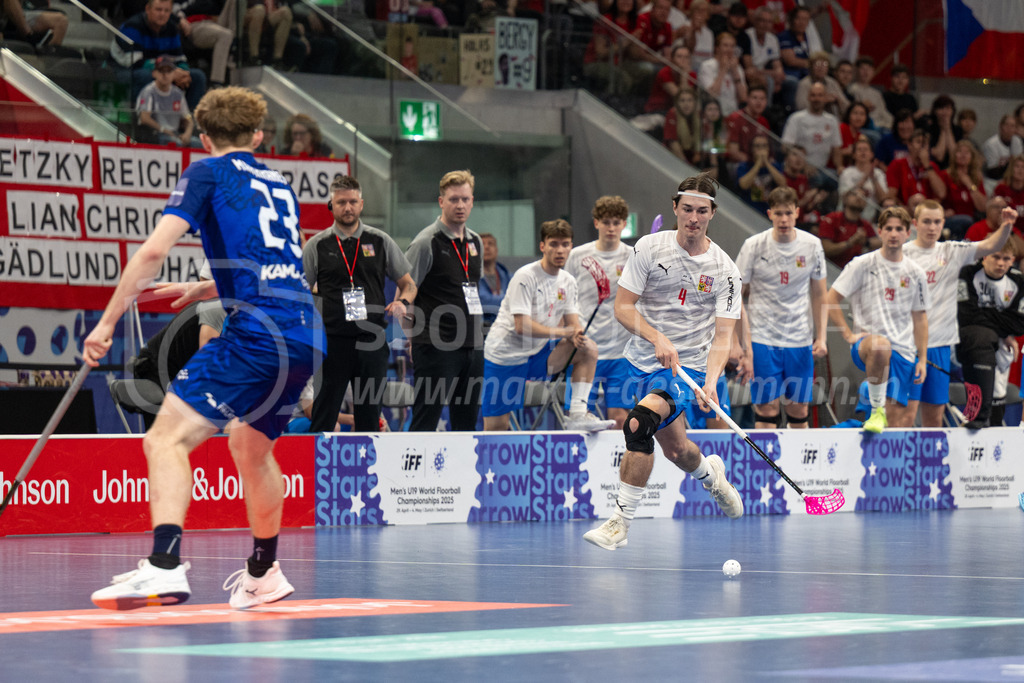 2025 Men's U19 WFC - Finland v Czechia | Michael Wertheim (#4, Czechia) during 2025 Men's U19 WFC, Switzerland: 04.05.2025, Zürich, Swiss Life Arena.Event page: <a href="https://www.u19wfc2025.ch/">www.u19wfc2025.ch</a>Credit: Markus Aeschimann, <a href="https://markus-aeschimann.ch">markus-aeschimann.ch</a>Instagram: <a href="https://instagram.com/sportfotografie.aeschimann">@sportfotografie.aeschimann</a> - Realisiert mit Pictrs.com