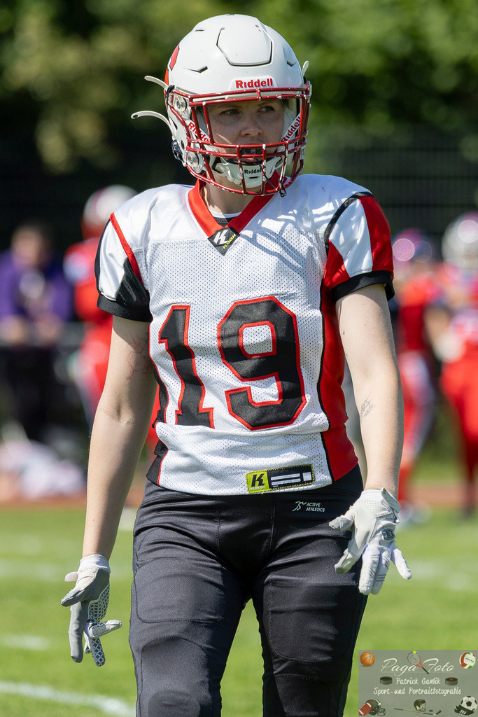 GFLW 1: German Football League Women 1: Rodgau Pioneers Ladies - Stuttgart Scorpions Sisters, 07.06.2026 | Maren Gruber (Stuttgart Scorpions Sisters #19), Freisteller, Portrait / Porträt, Rodgau Pioneers Ladies - Stuttgart Scorpions Sisters, Rodgau, Maingau-Energie-Stadion "Am Weichsee", 7.6.2026 - Realisiert mit Pictrs.com