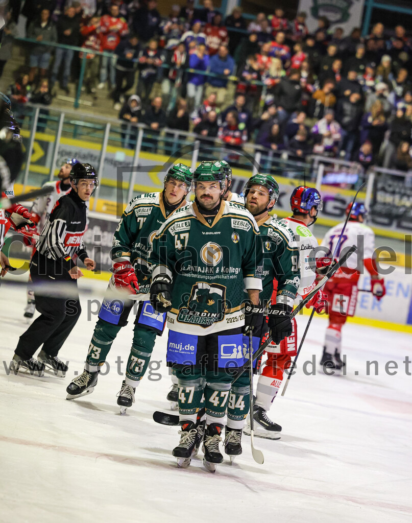2025-11-16_063_TSV_Erding_gegen_Selber_Woelfe | Erding, Deutschland, 16.11.2025:Eishockey, Oberliga Süd 2025 / 2026, 17. Spieltag, TSV Erding gegen Selber Wölfe, Endergebnis: 3:1Marco Pfleger (Erding Gladiators, #47)Foto: Christian Riedel / fotografie-riedel.net