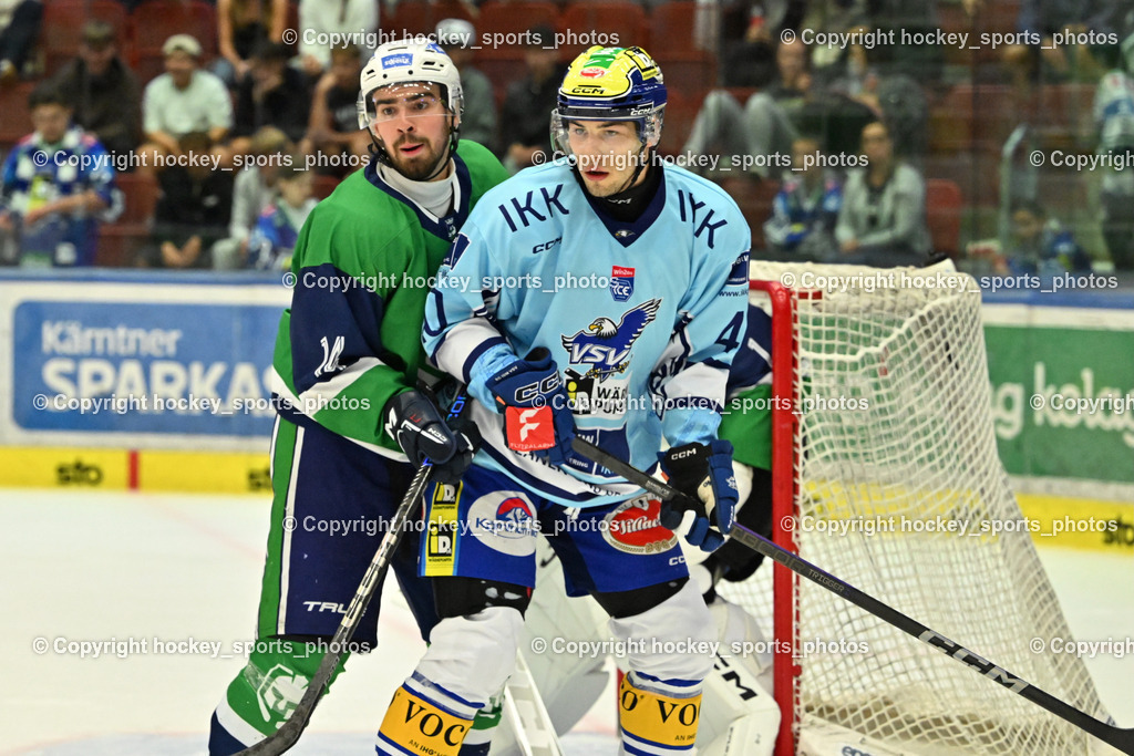 EC iDM Wärmepumpen VSV vs. KHL Sisak | #40 Elias Wallenta EC VSV, EC iDM Wärmepumpen VSV vs. KHL Sisak, EC iDM Wärmepumpen VSV vs. KHL Sisak am 02.09.2025 in Villach (Stadthalle Villach), Austria, (Photo by Bernd Stefan)