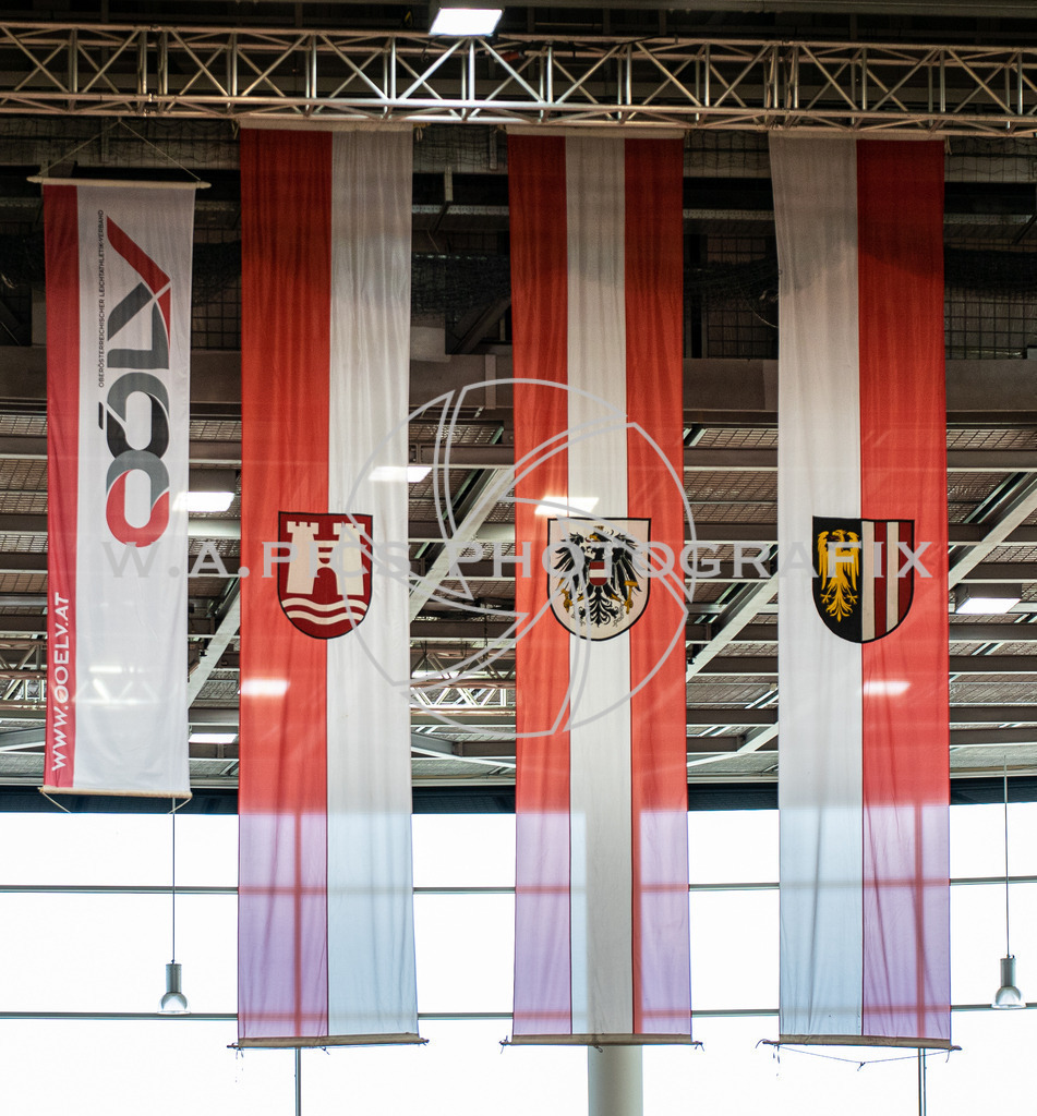 OEM LEICHTATHLETIK HALLE | LINZ,AUSTRIA,22-23.FEB.20 - OEM LEICHTATHLETIK HALLE. Image shows Fahnen.
Photo: SMP/Andreas Willdoner