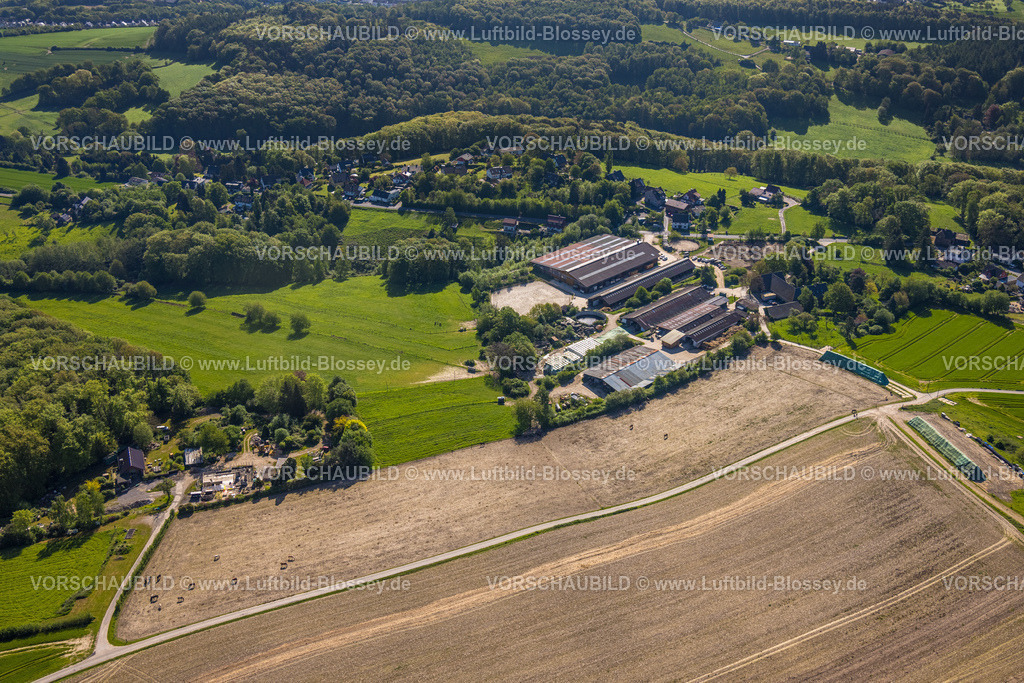 Wetter240503650 | Luftbild, Landwirtschaftlicher Betrieb Am Scharloh, Wald mit Wiesen und Feldern, Esborn, Wetter, Ruhrgebiet, Nordrhein-Westfalen, Deutschland
