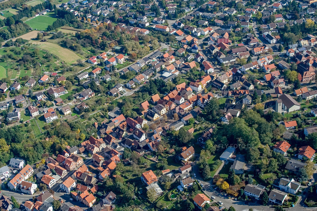 Luftbild: Horfstr im Ortsteil Grünwettersbach in Karlsruhe im Bundesland Baden-Württemberg in Deutschland.Foto: IMG_8634.jpg vom 14.10.2007 durch Werner Riehm/FLY-FOTO.deAuflösung des Originals: 3456 x 2304 px