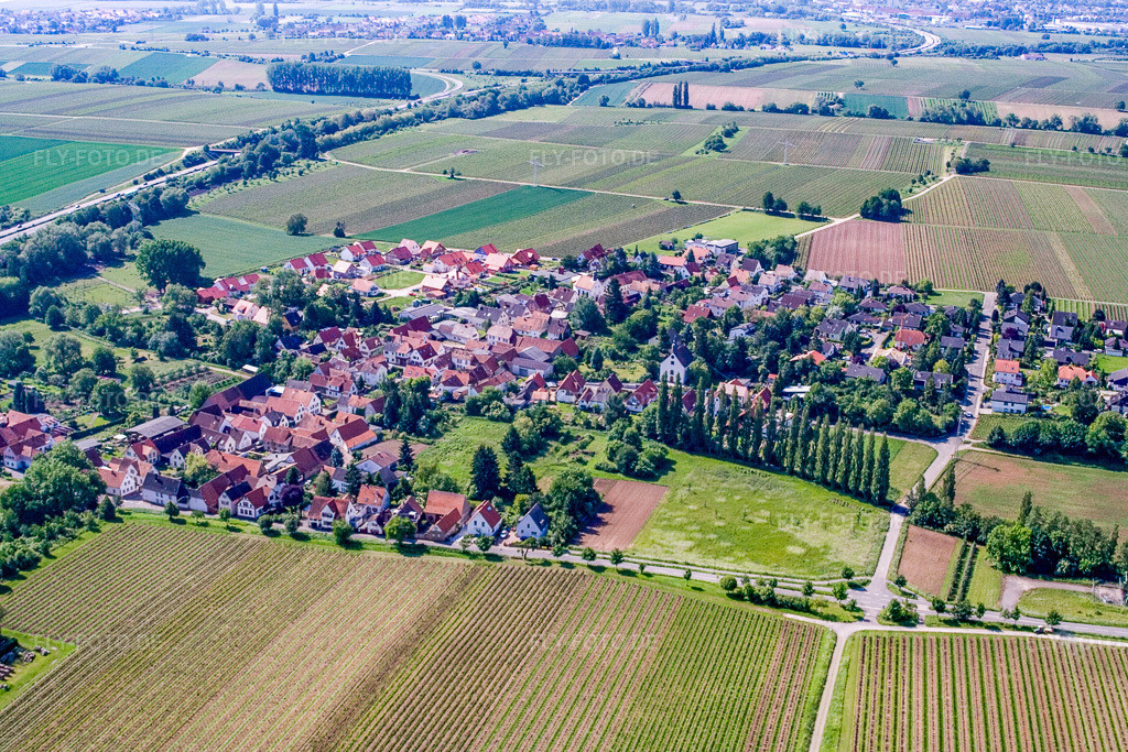 Luftbild: Ort an der A65 von Norden in Knöringen im Bundesland Rheinland-Pfalz in Deutschland. Foto: IMG_2204.jpg vom 03.06.2006 durch Werner Riehm/FLY-FOTO.de