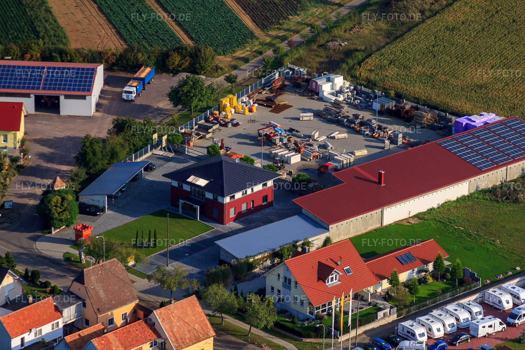 Luftbild: BURG-HAUS GmbH in Minfeld im Bundesland Rheinland-Pfalz in Deutschland. Foto: IMG_45361.jpg vom 24.09.2011 durch Werner Riehm/FLY-FOTO.deBURG-HAUS - schlüsselfertige Wohnhäuser - Minfeld in der Pfalz- Wir schaffen Werte! Grundsolide und massiv!