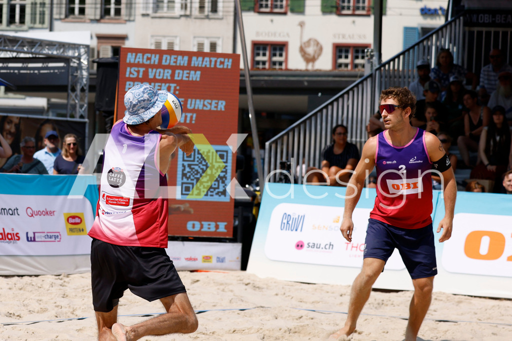 Obi BeachTour 2026 - Basel | BASEL, SWITZERLAND - JULY 19: SIMON HAGENBUCH (SUI) during the Obi BeachTour 2026 match between DILLIER / FLÜCKIGER (SUI) and HAGENBUCH / HAUSSENER (SUI) at Barfüsserplatz on July 19, 2026 in Basel, Switzerland. - Realisiert mit Pictrs.com