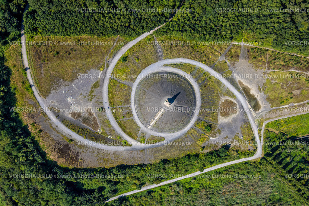 Gelsenkirchen240809381GE-Sued | Luftbild, Halde Rheinelbe im Waldgebiet mit Skulptur Himmelstreppe, Senkrechtaufnahme, Ückendorf, Gelsenkirchen, Ruhrgebiet, Nordrhein-Westfalen, Deutschland