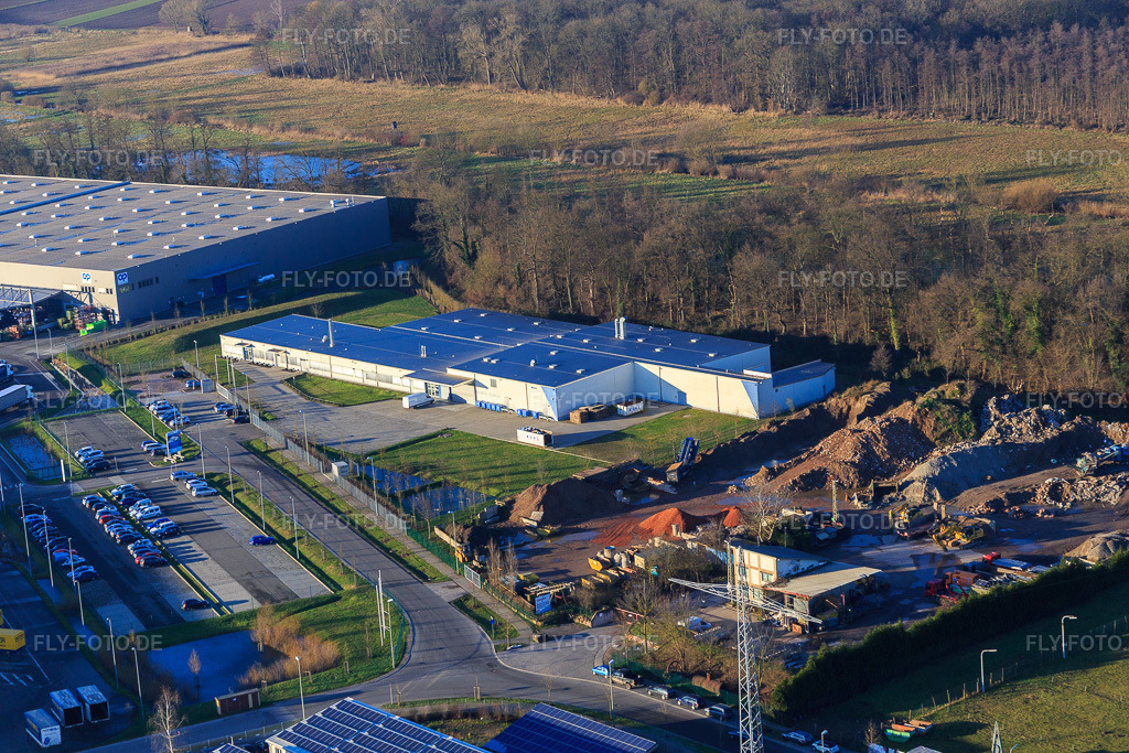 Luftbild: Gewerbegebiet Horst, Alfa Aesar GmbH im Ortsteil Minderslachen in Kandel im Bundesland Rheinland-Pfalz in Deutschland. Foto: IMG_076508.jpg vom 05.01.2015 durch Werner Riehm/FLY-FOTO.de