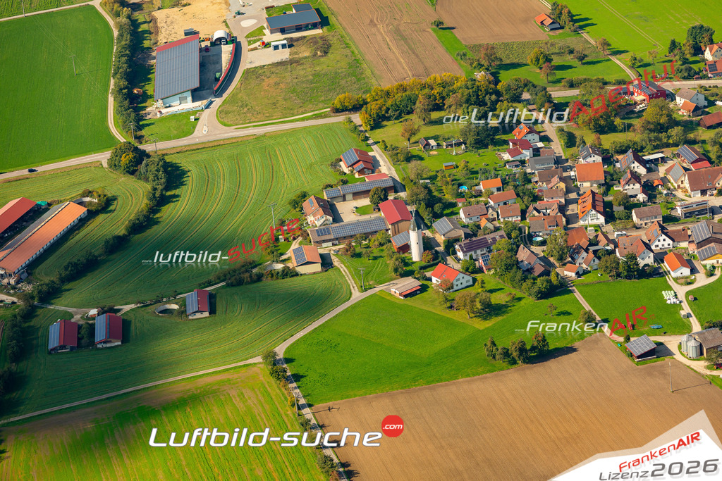 Schöne Luftaufnahme als Geschenk in Dünsbach Gerabronn - Die Luftbildaufnahme wurde 2025 vom UL-Flugzeug heraus erstellt ( keine Drohne ) - Hochauflösende Luftaufnahme -Nicht vergleichbar mit Google Maps oder Satelittenbilder- Die Geschenkidee !Mit Lizenz und Bildrechte bestellbar