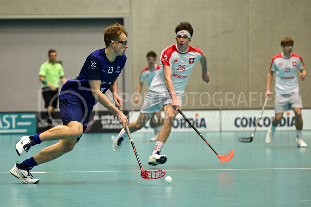 Switzerland U19 vs Finland U19 - 3. February 2024 | Switzerland U19 vs Finland U19
U19 Men International Matches in Switzerland
GoEasy Arena, Siggenthal Station
Finland defender #23 Jami Markkanen and Switzerland forward #26 Janis Reusser.
Credit: Markus Aeschimann | <a href="https://www.markus-aeschimann.ch">Sportfotografie Markus Aeschimann</a> | <a href="https://www.instagram.com/sportfotografie.aeschimann">@sportfotografie.aeschimann</a> - Realisiert mit Pictrs.com
