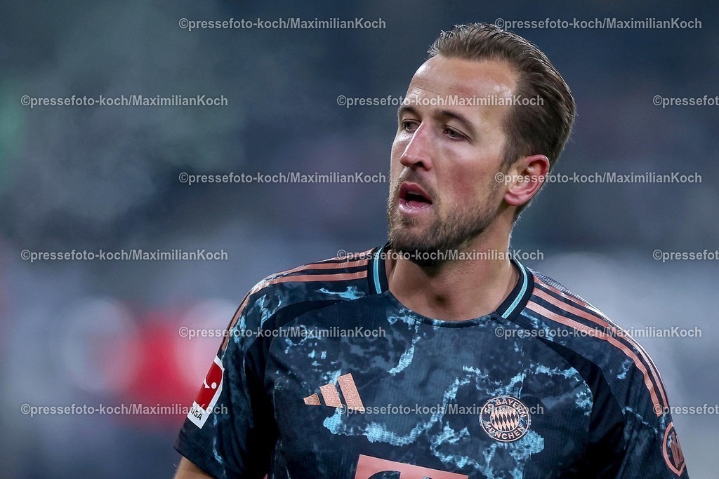 BMG11012502266 | 11.01.2025, Fußball, Borussia Mönchengladbach - FC Bayern München, 1. Fußball Bundesliga, Borussia-Park, Saison 2024 2025: Harry Kane (Bayern #9)DFB regulations prohibit any use of photographs as image sequences and or quasi-video.