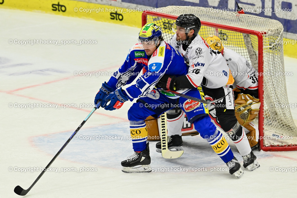 EC IDM Wärmepumpen VSV vs. Pioneers Vorarlberg | #13 Adam Helewka EC VSV, #15 Mark Mußbacher Pioneers Vorarlberg, EC IDM Wärmepumpen VSV vs. Pioneers Vorarlberg, EC IDM WÄRMEPUMPEN VSV vs. Pioneers Vorarlberg am 03.10.2025 in Villach (Stadthalle Villach), Austria, (Photo by Bernd Stefan)