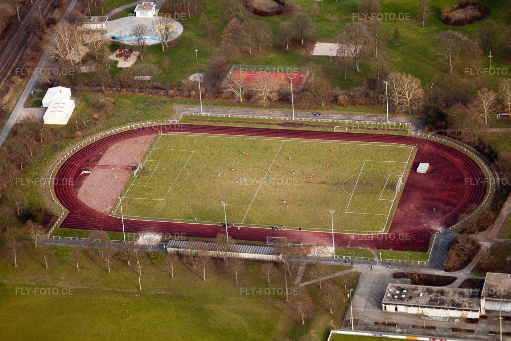 Luftbild: 1. FC 1899 eV in Bruchsal im Bundesland Baden-Württemberg in Deutschland. Foto: IMG_24659.jpg vom 27.02.2010 durch Werner Riehm/FLY-FOTO.de