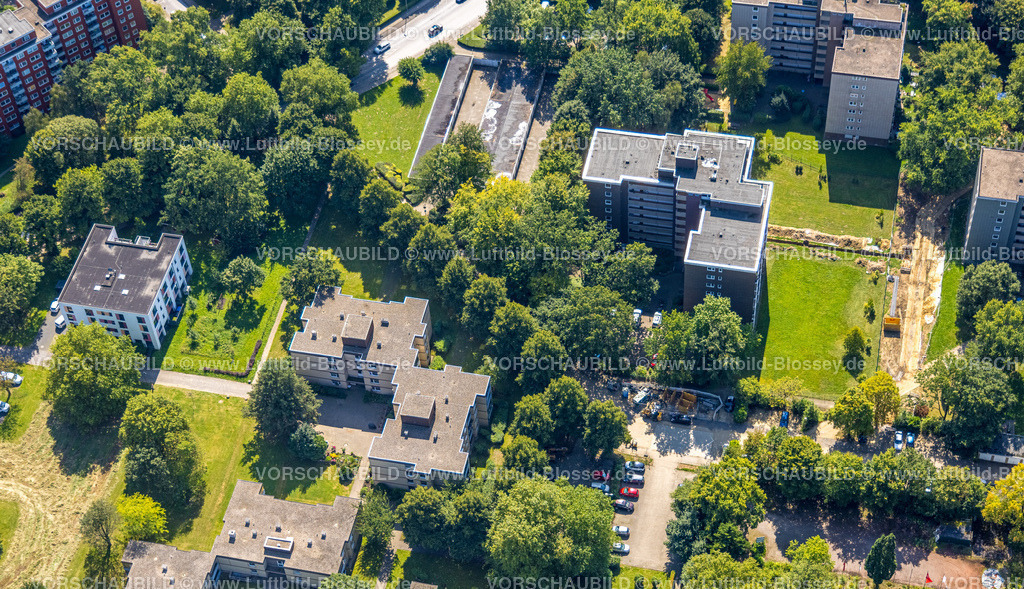 Gladbeck240806626 | Luftbild, Hochhäuser Wohngebiet Karl-Arnold-Straße, Baustelle, Rentfort, Gladbeck, Ruhrgebiet, Nordrhein-Westfalen, Deutschland