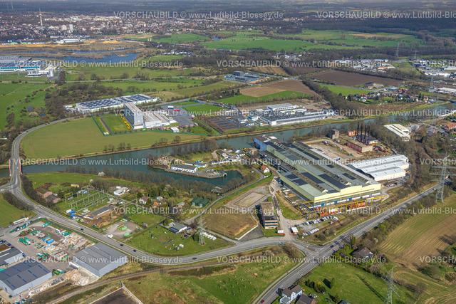 Voerde240309706 | Luftbild, Wesel Datteln-Kanal und rote Spellener Brücke, Alte Bühlstraße, Wasserstraßen- und Schifffahrtsamt Westdeutsche Kanäle Außenbezirk Friedrichsfeld, Emmelsum, Voerde, Nordrhein-Westfalen, Deutschland