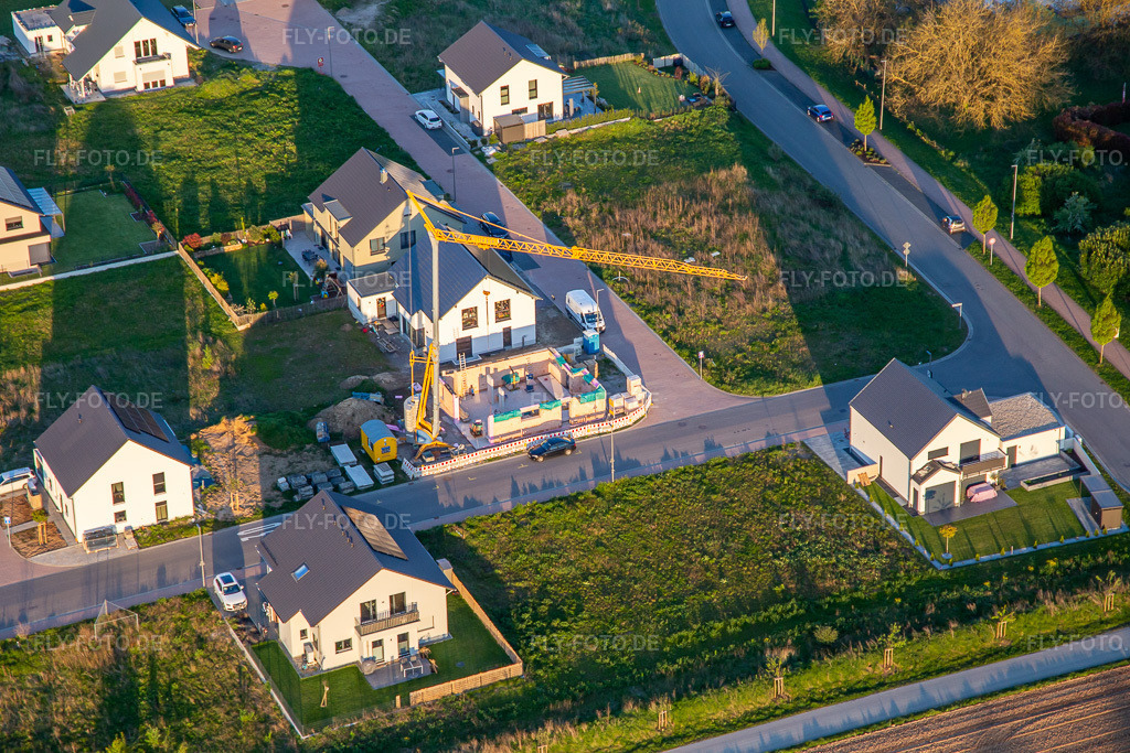 Luftbild: Sonnenblumen und Holunderweg in Kandel im Bundesland Rheinland-Pfalz in Deutschland. Foto: IMG_140375.jpg vom 23.04.2024 durch Werner Riehm/FLY-FOTO.de