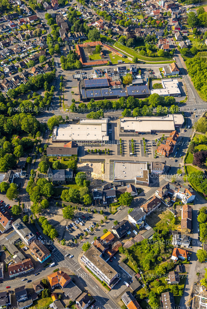 Hamm230506592 | Luftbild, Einkaufszentrum Dortmunder Straße mit Supermärkten Rewe, Aldi und Edeka, Alter Bauhof Herringen, Stadtbezirk Herringen, Hamm, Ruhrgebiet, Nordrhein-Westfalen, Deutschland