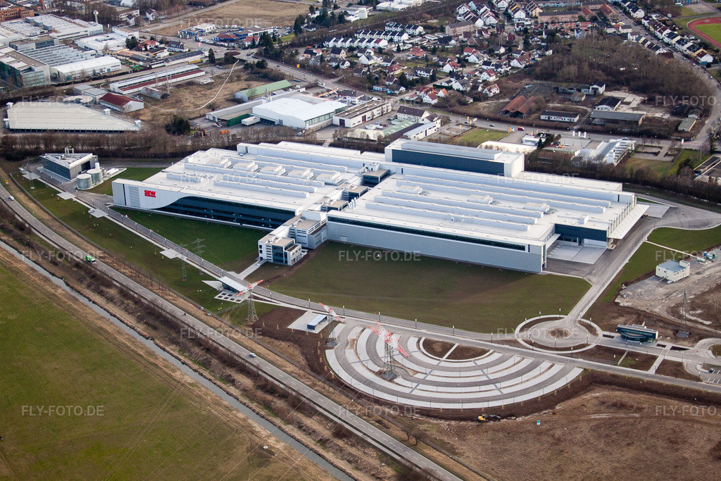 Luftbild: Bruchsal, SEW-EURODRIVE GmbH Neubau in Bruchsal im Bundesland Baden-Württemberg in Deutschland. Foto: IMG_24658.jpg vom 27.02.2010 durch Werner Riehm/FLY-FOTO.de