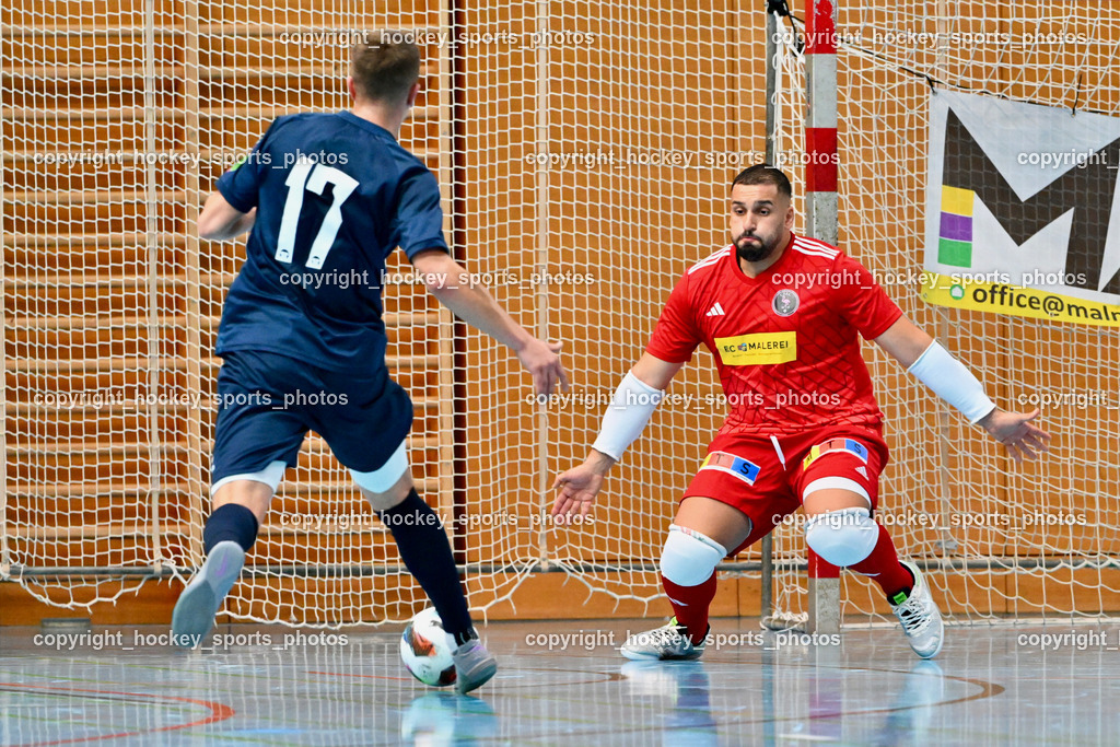 Carinthia Flamengo Futsal Club vs. LPSV-K | #17 Sifet Lidan LPSV-K, #1 Youssef Helal Carinthia Flamengo, Carinthia Flamengo Futsal Club vs. LPSV-K, Carinthia Flamengo Futsal Club vs. LPSV-K am 03.11.2024 in Klagenfurt (Ballspielhalle Viktring), Austria, (Photo by Bernd Stefan)