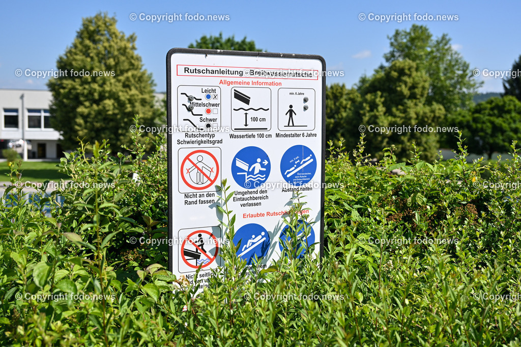 Vitalwelt Freibad Perg_ 05.06.2024-15 | 05.06.2024, Perg, AUT, Vitalwelt Perg, im Bild Freibad, Schwimmbecken, Sprungturm, Rutsche, Drohne