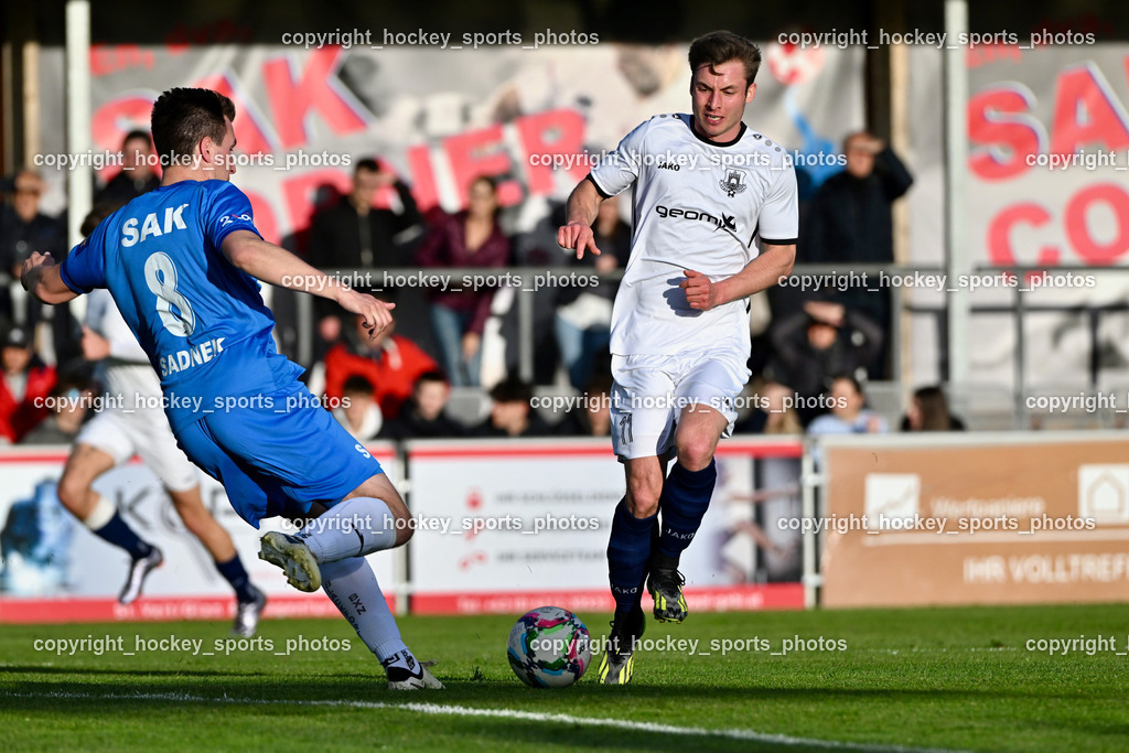 SAK vs. ATUS Velden 19.4.2024 | #8 Roman Sadnek SAK, #11 Marco Raunegger ATUS Velden, SAK vs. ATUS Velden 19.4.2024, SAK vs. ATUS Velden am 19.04.2024 in Klagenfurt (Sportpark Welzenegg), Austria, (Photo by Bernd Stefan)