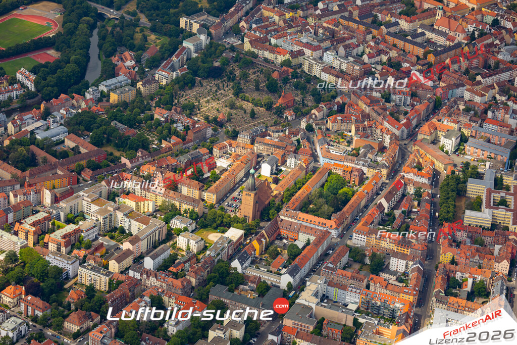 aktuelles Luftbild von  St-johannis-nuernberg - Luftaufnahme wurde 2019 von https://frankenair.de mittels Flugzeug (keine Drohne) erstellt.
