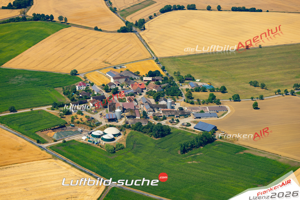 Aktuelles Luftbild von Gemmhagen Schrozberg - Die Luftaufnahme wurde 2022 mittels UL-Flugzeug erstellt ( keine Drohne ) - hochauflösende Kamera-Systeme von  Canon -Beste Qualität - Für grossformatige Ausdrucke geeignet. Die Geschenkidee !