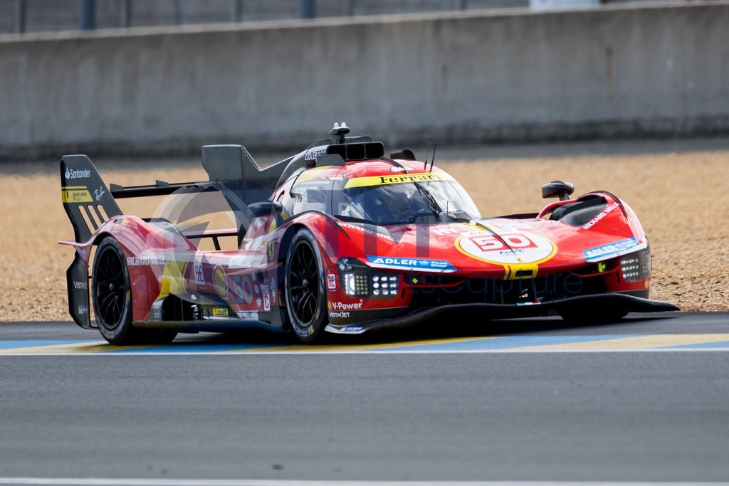 TP-20230605-101-147- | LE MANS,FRANCE,07.Jun.23 - MOTORSPORTS - WEC, FIA World Endurance Championships, 24 Hours of Le Mans, Circuit de la Sarthe, free practice 1. Image shows Antonio Fuoco (ITA), Miguel Molina (ESP) and Nicklas Nielsen (DEN/Ferrari AF Corse). Photo: Trainproduction / Matthias Trinkl